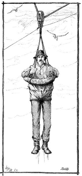 A breeches buoy