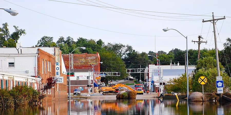 A Flooded Road in Iowa