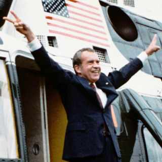 Richard Nixon Waving Goodbye in 1974