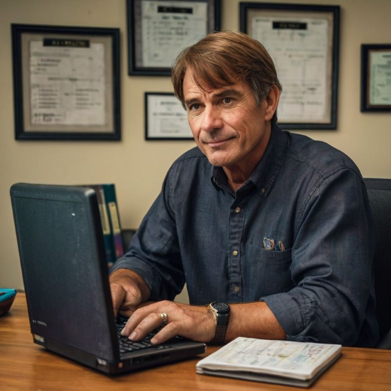 Adult man working on computer
