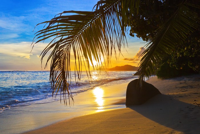 Tropical beach at sunset