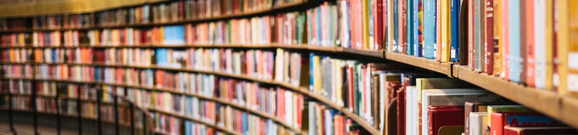 books on library shelves