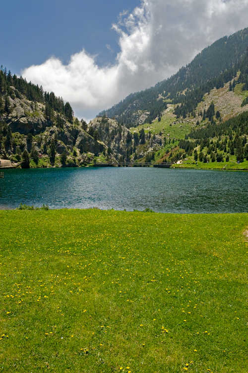 Vall de Nuria lake in the Catalan Pyrenees, Spain