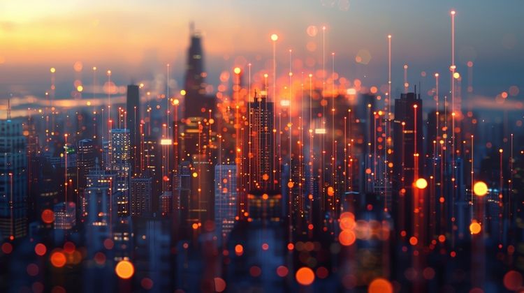 Cityscape - skyscrapers made shining strings