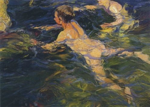 Boy swimming ('Swimmers' by Joaquin Sorolla y Bastida)