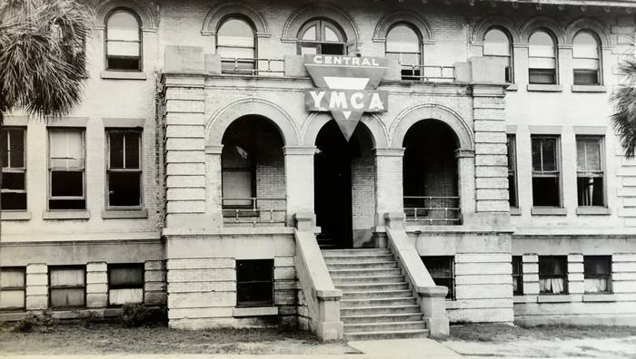 Old building with YMCA sign
