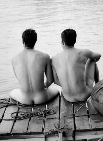 Randy and Zack on the swimming platform