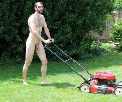 Man mowing lawn