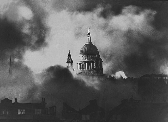 The dome of St Paul&rsquo;s Cathedral surrounded by smoke