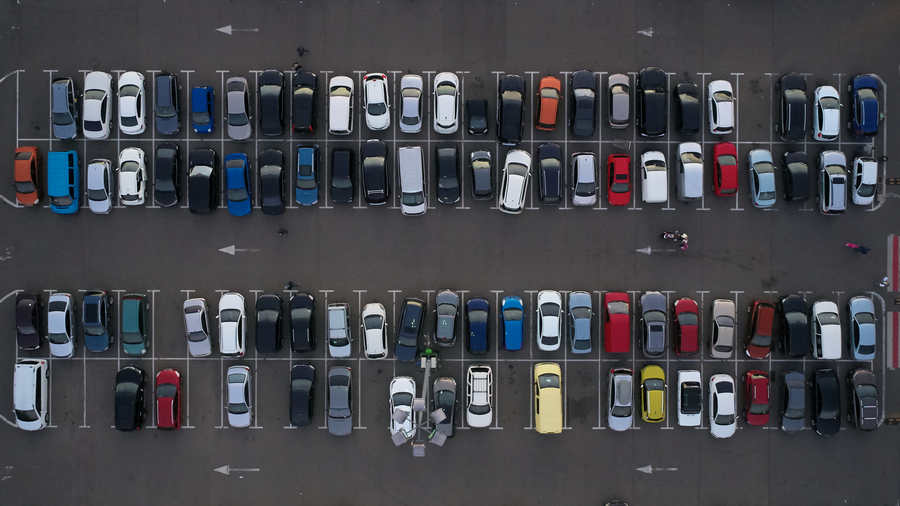Aerial view of car park