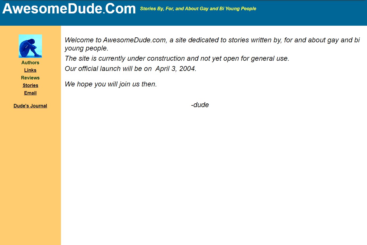 Archived screen shot of future AwesomeDude web site