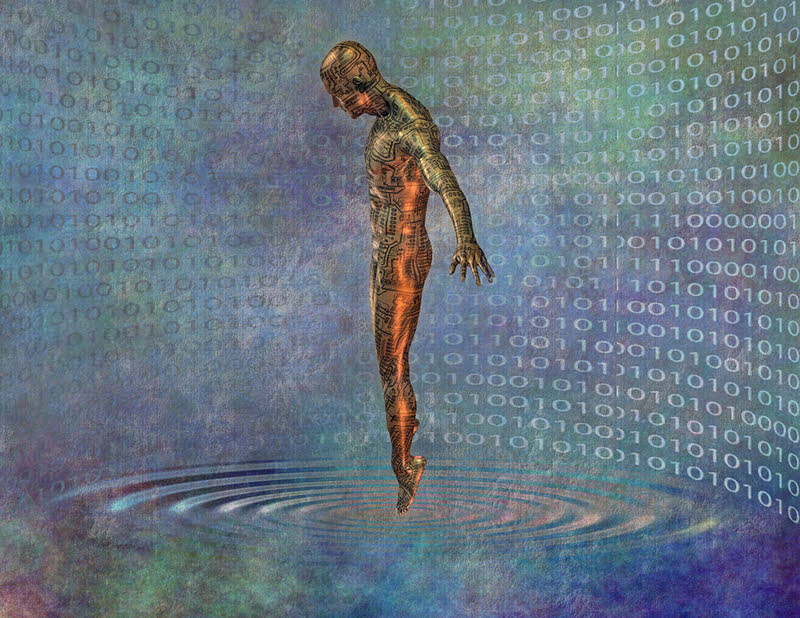 Abstract technology collage